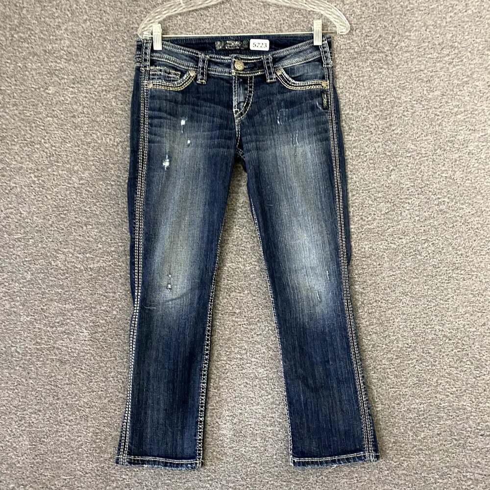 Silver Jeans Women's Size 26 Blue Twisted Capri Cotton Denim Summer Jeans